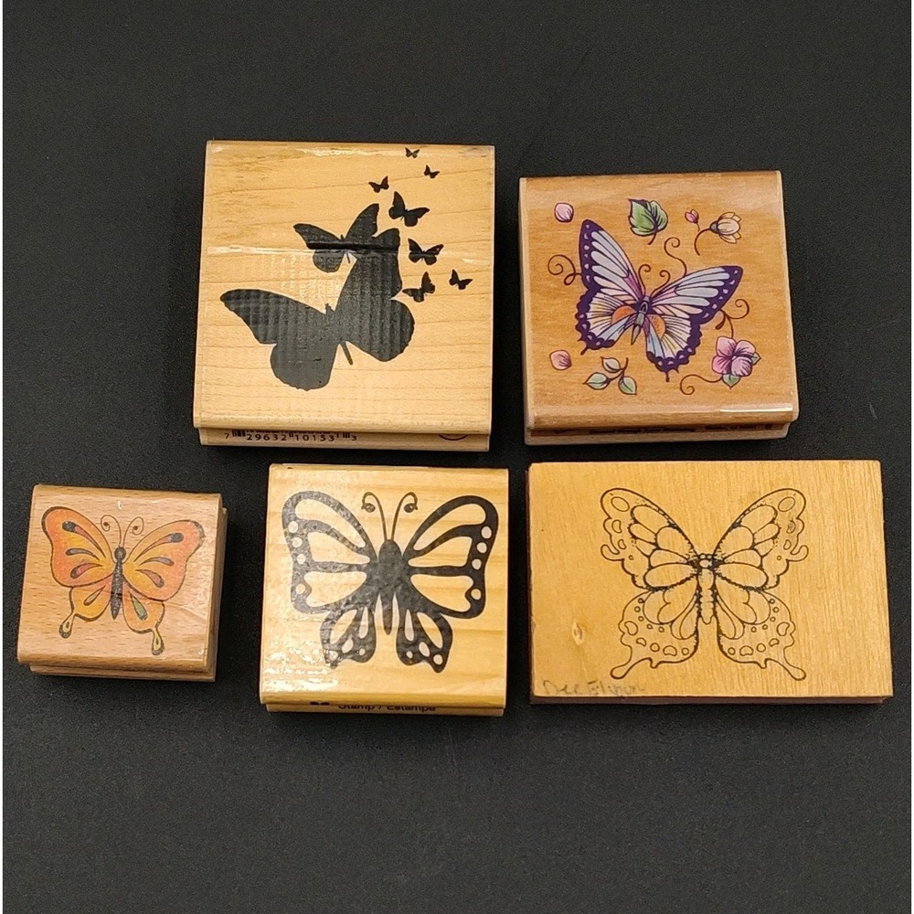 Set-5 Rubber Stamps Butterfly Butterflies Silhouette‎ Creative B48.5GA-3430